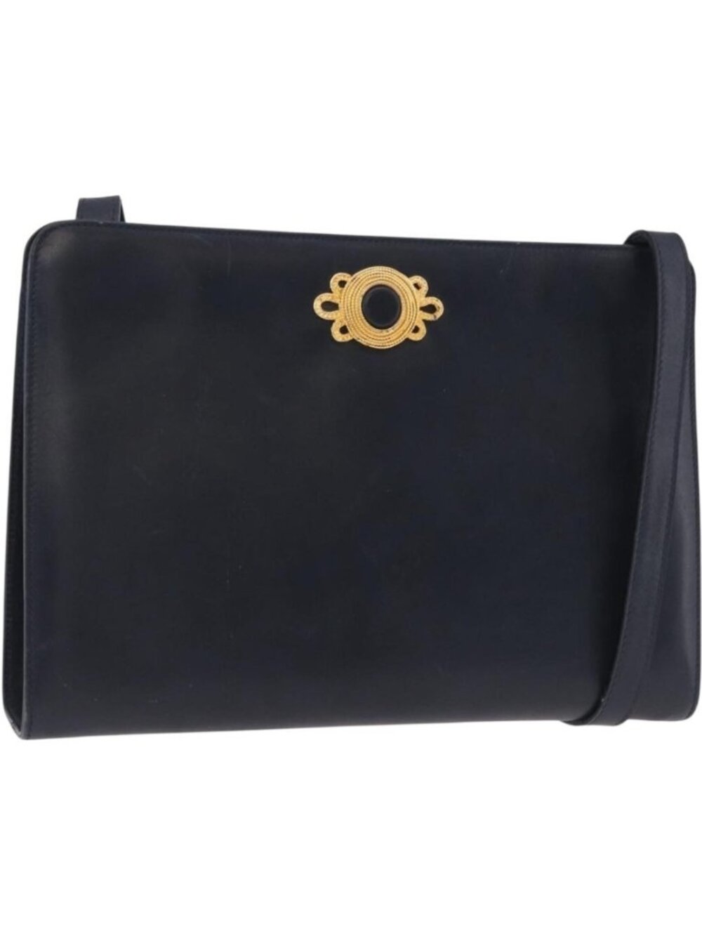 Salvatore Ferragamo Shoulder Bag Leather Navy Gold